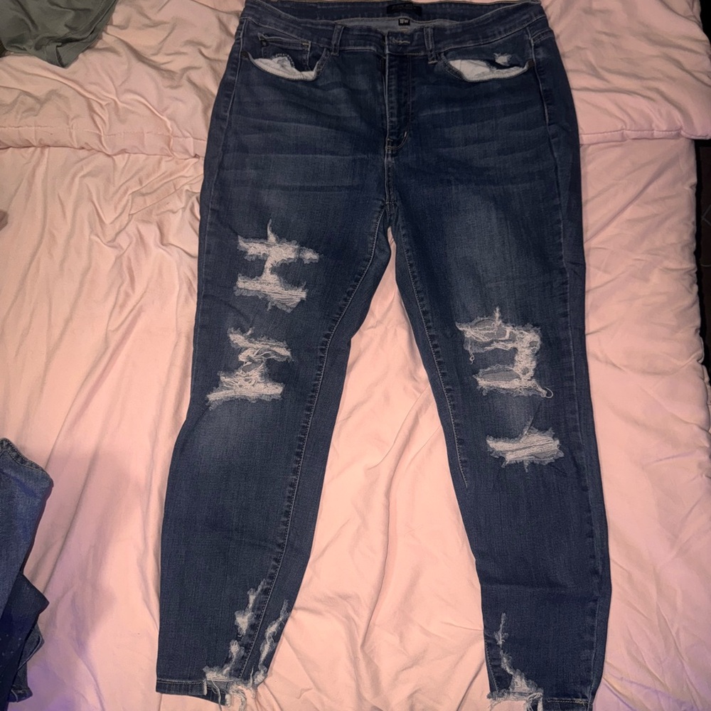 Judy Blue Dark Wash Distressed Skinny Jeans